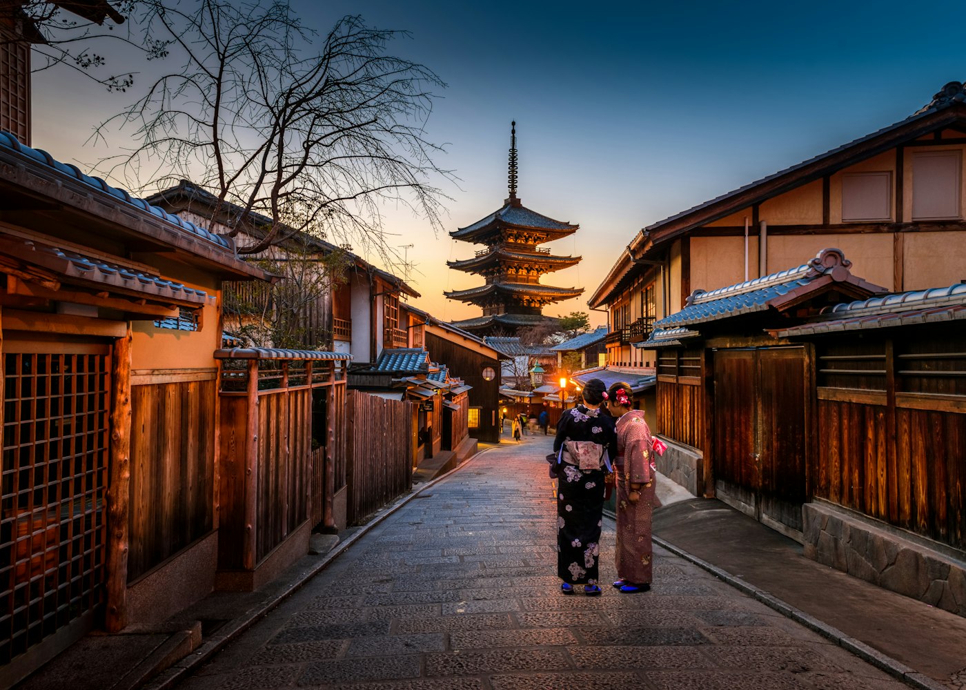 A traveller walking a historic street